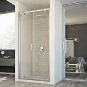 Idralite - Porte de douche pivotante verre transparent mod Cristal 2 portes 120 cm