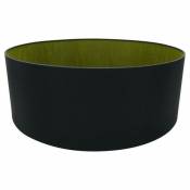 Inspired Deco - Sigma - Cylindre rond, abat-jour en tissu double soie 600 x 220 mm, noir de minuit, olive verte
