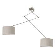 Lampe à suspension acier avec Abat-Jour 35 cm gris clair réglable - Blitz ii - Gris - Qazqa