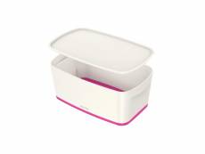Leitz mybox - boîte de rangement avec couvercle - small - blanc et rose