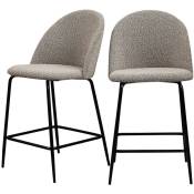Lot 2 fauteuils de bar 65cm en tissu bouclette et pieds noirs - Vitikko - Couleur - Taupe Drawer