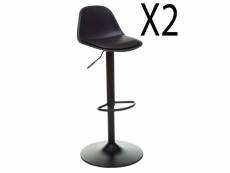 Lot de 2 chaises de bar en polypropylène coloris noir - diamètre 45 x hauteur 103 cm