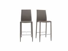 Lot de 2 tabourets / chaises de bar design taupe talos