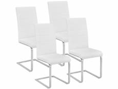 Lot de 4 chaises pieds acier siège de salon cuisine salle à manger design carré élégant blanc helloshop26 08_0000573