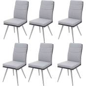 Lot de 6 chaises de salle à manger HHG 705, chaise de cuisine chaise, textile/simili cuir inox brossé gris - grey