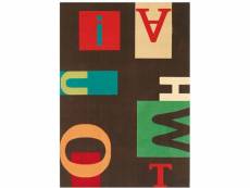 Massai - tapis imprimé lettres alphabets chocolat 160x230