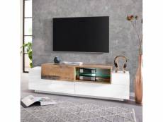 Meuble tv salon cuisine 3 placards 160cm blanc bois design new coro low m AHD Amazing Home Design