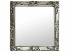 Miroir mural style baroque | miroir déco pour salle de bain salon chambre ou dressing 60x60 cm argenté meuble pro frco27312