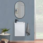 Mob-in - Meuble lave-mains lisa blanc + miroir ovale