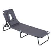 Outsunny Chaise longue bain de soleil transat ergonomique