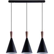 Paco Home - Suspension Lampe Salle à Manger Câble Textile 1,5 m Raccourcissable Ø18,5cm Cuivre noir, 3 flammes