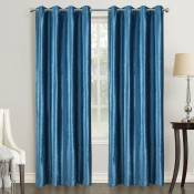 Paire de rideaux en velours et motifs frappés Bleu Paon 140x260 cm - Bleu Paon