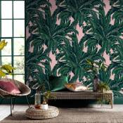 papier peint daintree palmiers rose vert 1005x52cm