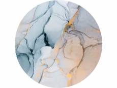 Papier peint panoramique rond adhésif marbre bleu, beige et or - 601135 - ø 140 cm 601135