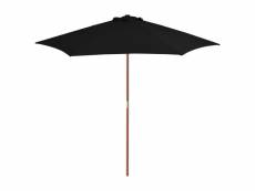 Parasol d'extérieur avec mât en bois noir 270 cm