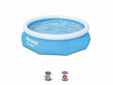 Piscine gonflable autoportante bleue bestway – diamant ⌀ 300 x 76 cm - piscine hors sol autostable ronde avec filtre à cartouche et 1 cartouche inclus