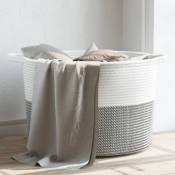 Prolenta Premium - Maison du'Monde - Panier à linge gris et blanc Ø55x36 cm coton