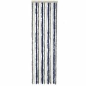 Rideau de porte Chenille 185x56 cm Gris, blanc et bleu