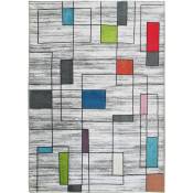 Shadck - Tapis motif lignes et rectangles de couleurs gris 160x230 - Gris