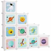 Songmics - Meuble de Rangement Enfant 10 Cubes, Armoire modulable avec Portes, Étagère en Plastique, pour vêtements, Chaussures, Jouets, Sacs