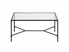 Table basse en verre trempé rectangulaire cadre en métal noir 90*55*44 cm