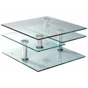 Table basse moving modulable en verre transparent piétement
