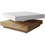 Table basse transformateur Trenton 125, Wotan chêne + Blanc, 34x70x70cm, Stratifié, D'angle - Wotan chêne + Blanc