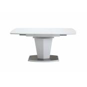 Table extensible blanche 120 à 160 cm pied acier brosser
