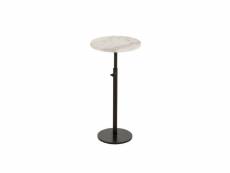 Table gigogne ronde ajustable marbre/metal blanc/noir