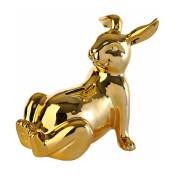Tirelire lapin allongé en porcelaine dorée - Pols Potten