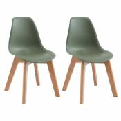 Vente-Unique Lot de 2 chaises enfant en polypropylène et hêtre - Vert - LILINOU