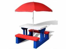 Vidaxl table de pique-nique pour enfants avec parasol
