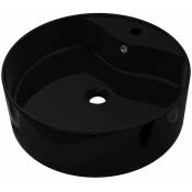Vidaxl - Vasque rond à trou robinet/trop-plein céramique pour salle de bain Black