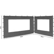 2 panneaux latéraux avec fenêtre pe 250 / 350x190cm gris pour Gazebo 3x4m