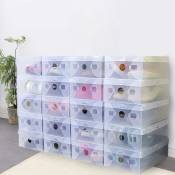 20 x boîtes à chaussures pliables, boîtes transparentes, 28 cm x 18 cm x 10 cm, boîtes à chaussures, empilables, boîtes en plastique, nervurées