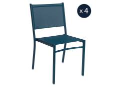 4 chaises de jardin structure aluminium Costa Bleu acapulco- Fermob