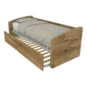 600 - Canapé-lit simple 80x190 avec deuxième lit gigogne - chêne - chêne