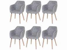 6x chaise de séjour, salle à manger malmö t381, style rétro des années 50 ~ tissu, vintage gris béton
