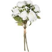 Atmosphera - Bouquet 14 roses artificielles blanc H40cm