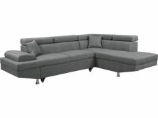 Canapé d'angle "sophia luxe" - 265 x 190.5 x 80/91 cm - gris - angle droit