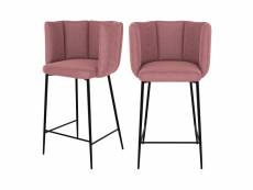 Chaise de bar rosy en velours rose 67 cm (lot de 2)