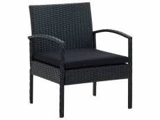 Chaise de jardin avec coussin résine tressée noir