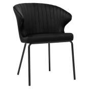 Chaise design noire en tissu velours et métal requiem