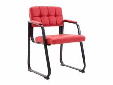 Chaise visiteur fauteuil de bureau sans roulette simili-cuir rouge bur10229