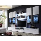 Composition de meubles tv design collection lora. Coloris blanc mat et blanc brillant. - Blanc