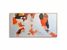 Dekoarte – tableau peinte à la main avec cadre couleur bois | décoration salon, chambre | peinture acrylique | abstrait | 140x70cm