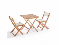 Ensemble table carrée pliante et 2 chaises pliantes blanches