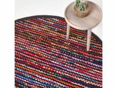 Homescapes tapis rond tissé chindi multicolore - folk