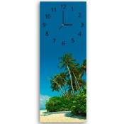 Horloge Murale Décorative Paysage de Plage Tropicale - 40 x 118 cm - Bleu