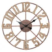Horloge murale, structure en bois mdf et métal, couleur marron, Dimensions 4 x 63,5 x 63,5 cm, avec emballage renforcé - Dmora